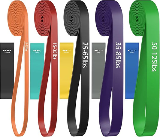 Resistance Bands, Pull Up Assist Bands - Workout Bands, Eexercise Bands, Long Resistance Bands Set for Working Out, Fitness, Training, Physical Therapy for Men Women