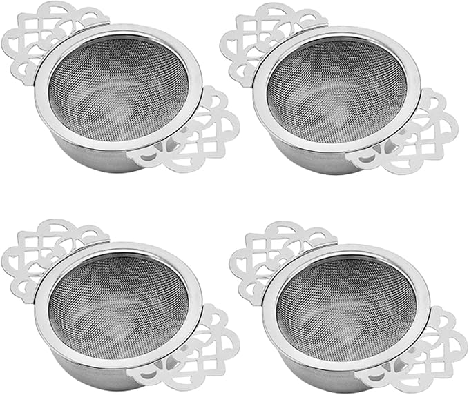Tea Drain Strainer 304 Stainless Steel Loose Tea Infusers Strainers Mesh Tea Infuser Stainless Steel Loose Leaf Tea Filter with Handles for Loose Tea Juice Coffee Filter(4Pcs) - Bloomnest
