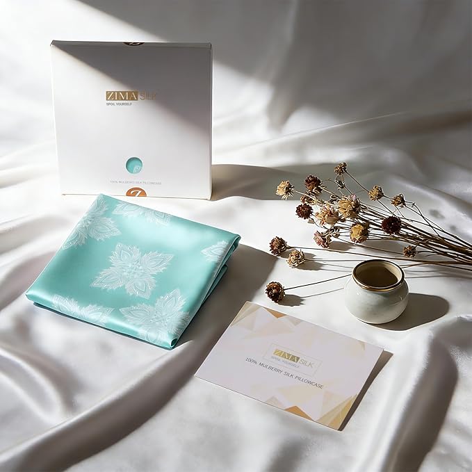 ZIMASILK 100% Pure Mulberry Silk Pillowcase for Hair and Skin Health, Soft and Smooth, Both Sides Premium Grade 6A Silk, 600 Thread Count, with Hidden Zipper, 1pc (Standard 20"x26", Mint Green) - Bloomnest