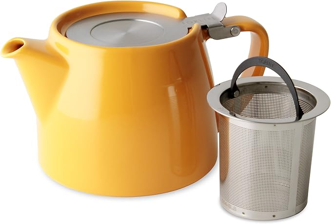 FORLIFE Stump Teapot with SLS Lid and Infuser, 18-Ounce, Mandarin