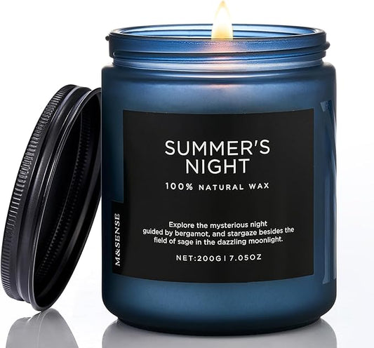 M&SENSE Summer's Night Scented Candle, All Natural Soy Wax Clean Non Toxic Manly Candle for Home, 7.05oz Up to 50 Hours Burn Time in Glass Jar for Bedroom - Bloomnest