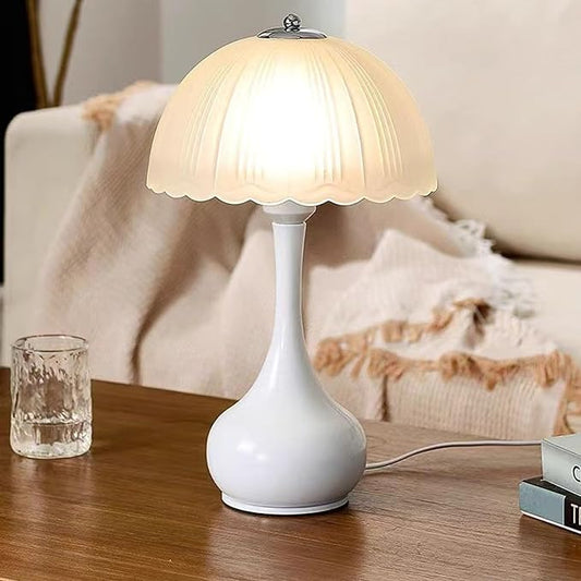 Large Table Light 3 Color Adjustable Ceramic Lamp Vintage Nightstand Lamps Dimmable Bedside Table Lamps for Living Room Bedroom Home Office (White) - Bloomnest