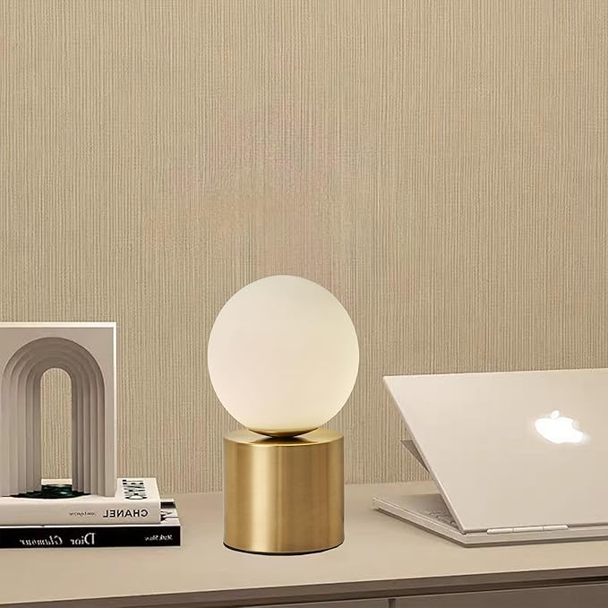 Mid Century Modern Table lamp Luxury Gold Bedroom Bedside Night Light White Glass Globe Table Lamp for Bedroom Living Room and Office - Bloomnest