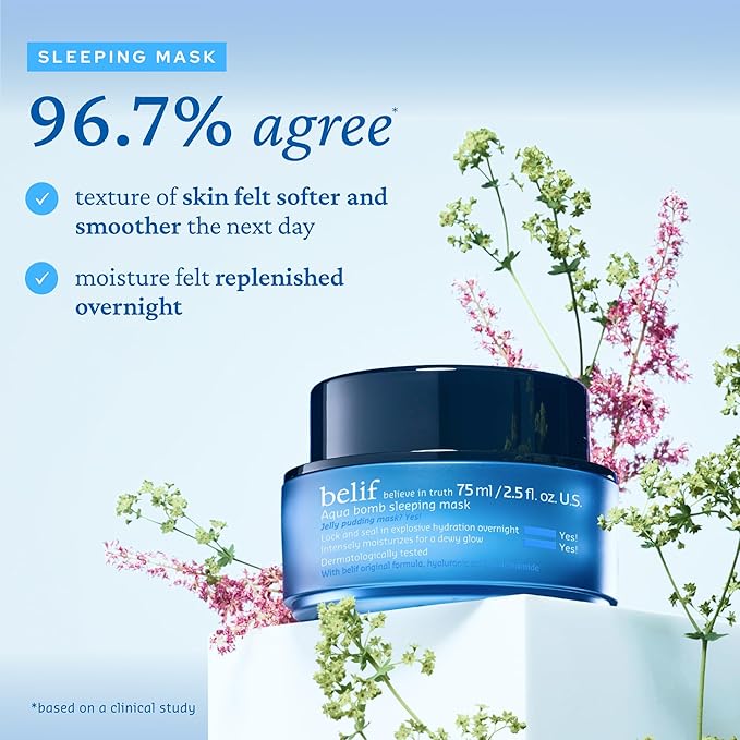 belif Vitamin E Jelly Overnight Mask – Hydrating & Plumping Face Moisturizer with Red Algae & Jojoba Oil, Deep Repair for Glass Skin, Korean Sleeping Mask for Intense Hydration & Radiance, 2.53 fl oz - Bloomnest
