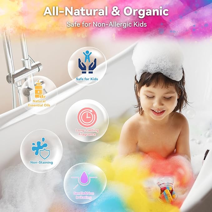 Bath Bombs Color Fizzies for Kids: 8 Pcs Scented Potion Bottles 14 Colors Water Tablets Organic Natural Shower Steamers Fun Science Toddler Foams Bubbles Sets Birthday Gift for Girls Boys Ages 3+ 4-8 - Bloomnest