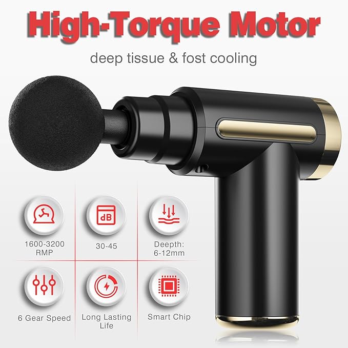 cotsoco Massage Gun, Massage Gun Deep Tissue for Pain Relief with 4 Massage Heads & 6 Speeds, Electric Mini Handheld Body Massager for Any Pain Relief, Best Gifts for Dad and Mom - Bloomnest