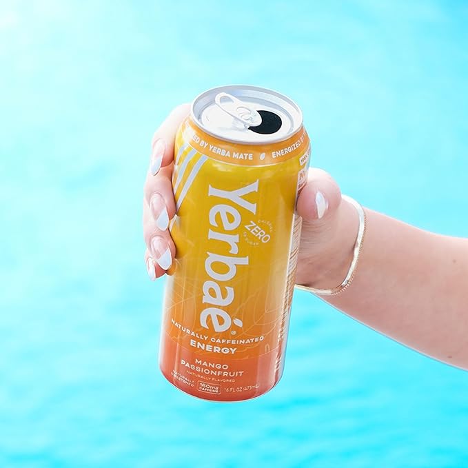 Yerbaé Mango Passion Fruit Functional Energy Drink - 0 Sugar, 0 Calories, 0 Carbs. Yerbae is Energized by Yerba Mate, Plant-Based, Healthy Alternative to Sugary Energy Beverages, 16oz cans (12 Pack) - Bloomnest