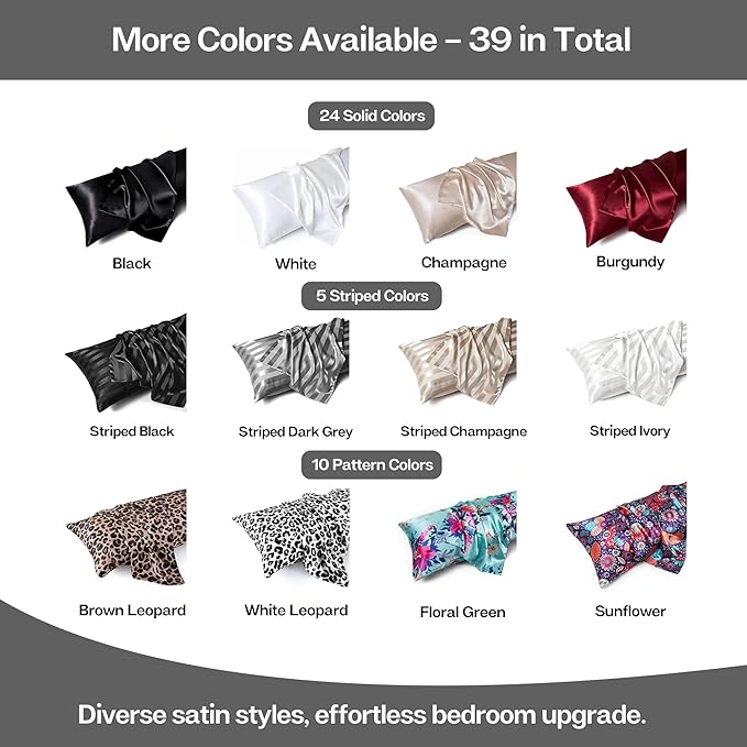 MR&HM Satin Body Pillow Cover, Soft and Breathable Body Pillow Case with Envelope Closure, Cooling and Silky Long Pillowcase for Hair and Skin,Grey (20x54, Dark Grey) - Bloomnest