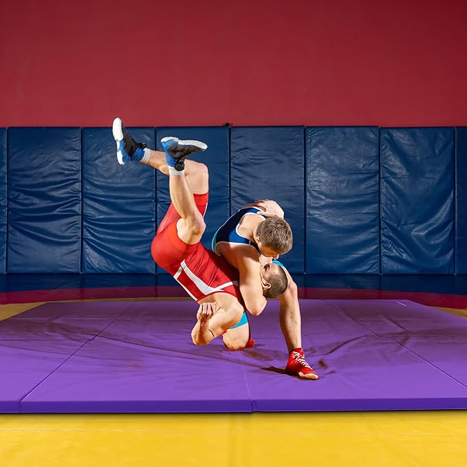 BalanceFrom 10x4 Feet 4-Panel Folding Gymnastics Mat – 2-Inch Thick Pad with Vinyl Surface and Carrying Handles for Tumbling, Yoga, Pilates, Home Workouts, and Martial Arts - Bloomnest