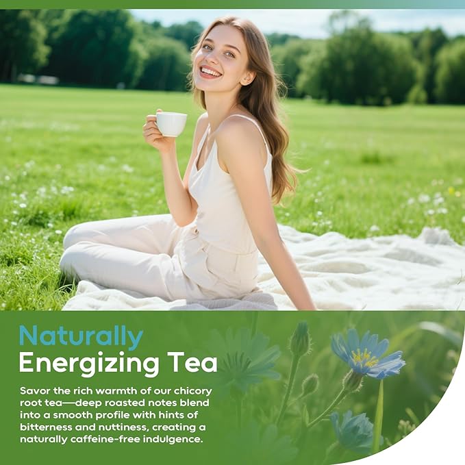 FullChea - Chicory Root Tea, 50 Teabags - Pure Chicory Root Herbal Tea - Coffee Alternative - Non-GMO - Caffeine-free - Support Liver Health & Rich in Antioxidants - Bloomnest