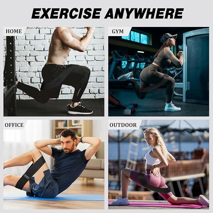 12 Pcs Fabric Resistance Bands for Working Out Booty Workout Stretch Exercise Bands Non Slip for Legs Squat Resistance Loop for Women Men Starter Butt Hip Thigh Fitness - Bloomnest
