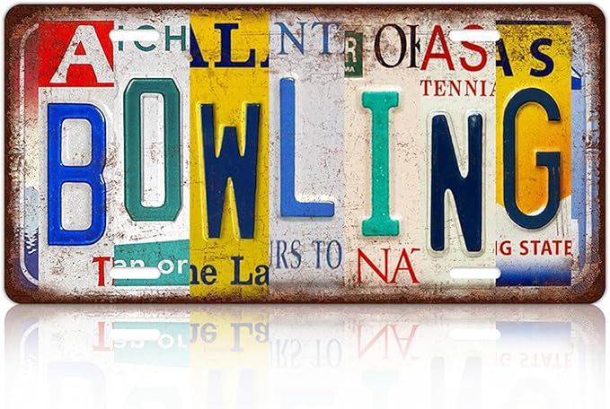 Vintage Sport Metal Tin Sign Bowling License Plate Wall Decor for Home Cafe Bar Pub 12 x 6 Inches - Bloomnest