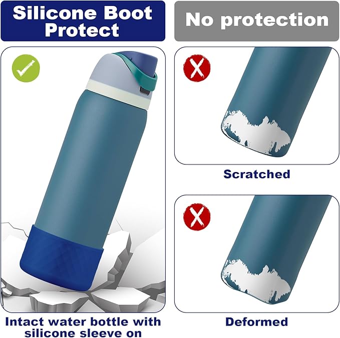 2PCS Silicone Water Bottle Boot for Owala 24oz 32oz 40oz, Anti-Slip Protective Sleeve Bottom Bumper Protector for FreeSip, Twist, and Flip Stainless Steel Water Bottles Alwenid