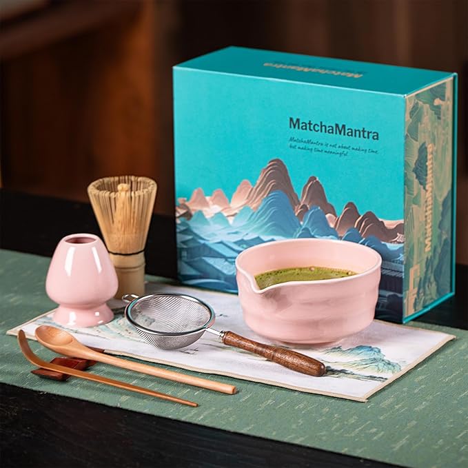 Premium Matcha Ceremony Set – Complete 9-Pcs Ritual Kit – Presented in Luxury Magnetic Gift Box, Perfect for Gifting or Self-Care (Sakura Pink) - Bloomnest