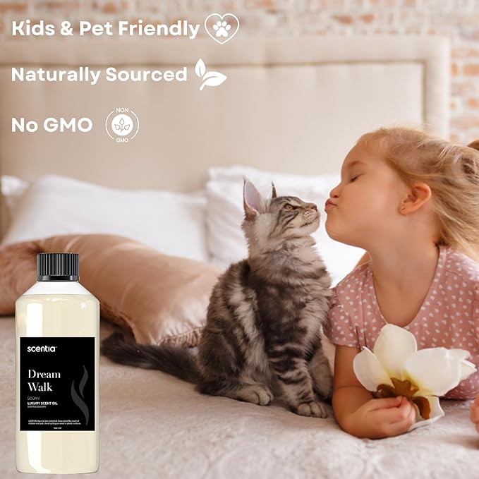 Scentia Hotel Diffuser Oil Inspired by The 5- Star Hotel Scent - 500 ml 16.9 fl oz - Essential Oil Blend for Diffuser Refill,White Tea Oil for Aromatherapy Diffusers and Humidifiers - Dream Walk - Bloomnest