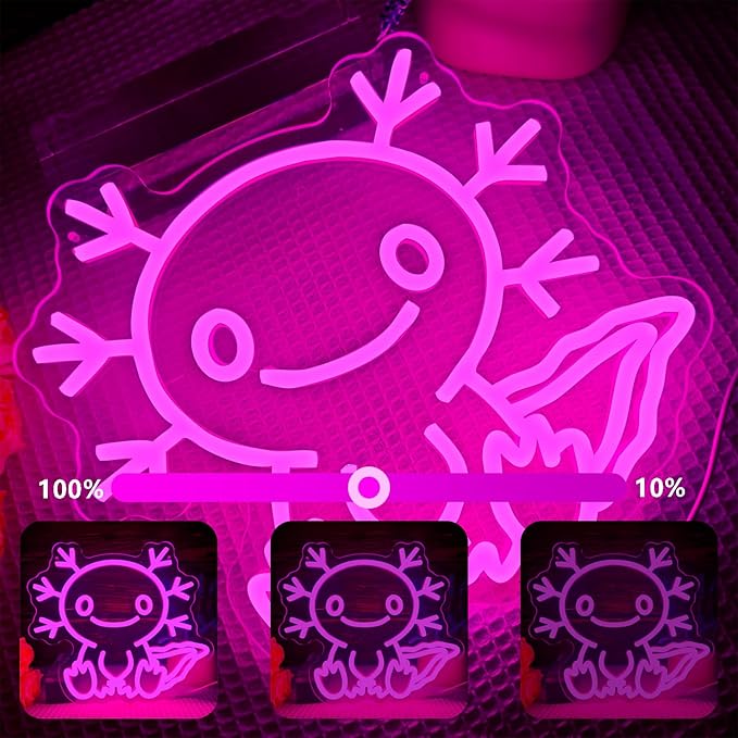 Axolotl Neon Sign Dimmable Axolotl Led Sign Light for Wall Decor axolotl Neon Light Up Sign for Party Home Office Children Bedroom Christmas Gift - Bloomnest