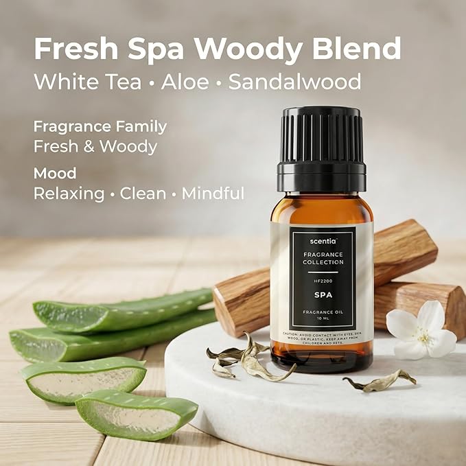 Scentia HF2200 Diffuser Oil – Clean Spa Fragrance Oil for Diffusers Inspired by Dream Walk Hotel Spa Scent, Luxury Home Fragrance Oil for Aromatherapy, Candle Making & DIY – 10 ml Scentia