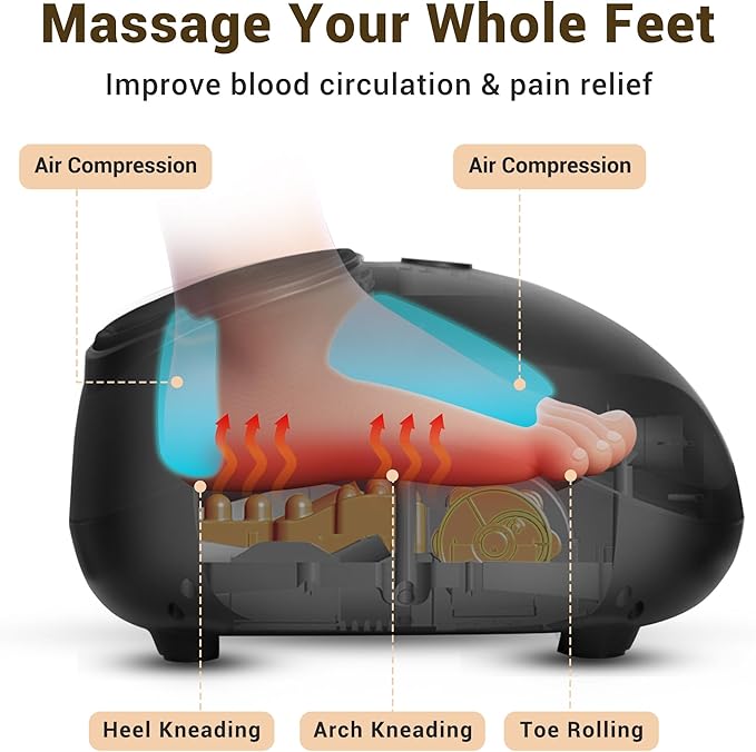 Mynt Foot Massager with Heat, FSA Eligible HSA Approved Item, Shiatsu Foot Massager for Plantar Fasciitis, Neuropathy Pain, Multi-Modes Feet Warmer with Remote Control Fits Up to 14, Gifts for Mom Dad