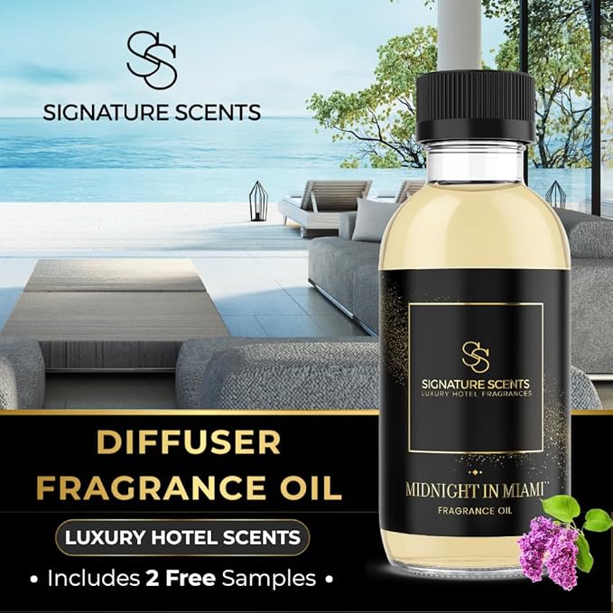 Luxury Hotel Diffuser Oil for Hotels and Homes - Aromatherapy Oils for use with an Essential Oil Diffuser at Home - Fragrance-Scent Diffuser Oil Blend (Midnight in Miami) 4.05fl oz (120ml) - Bloomnest