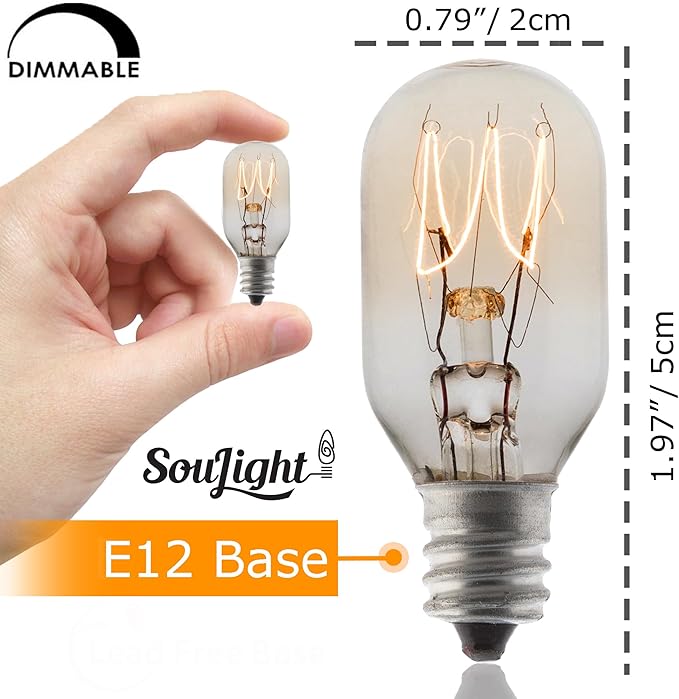 Salt Lamp Bulb -15 Watt Replacement Bulbs for Himalayan Salt Lamp & Baskets, Scentsy Plug-in & Wax Warmers, Night Lights. T20 E12 Socket with Candelabra Base, Clear, 8 Pack - Bloomnest
