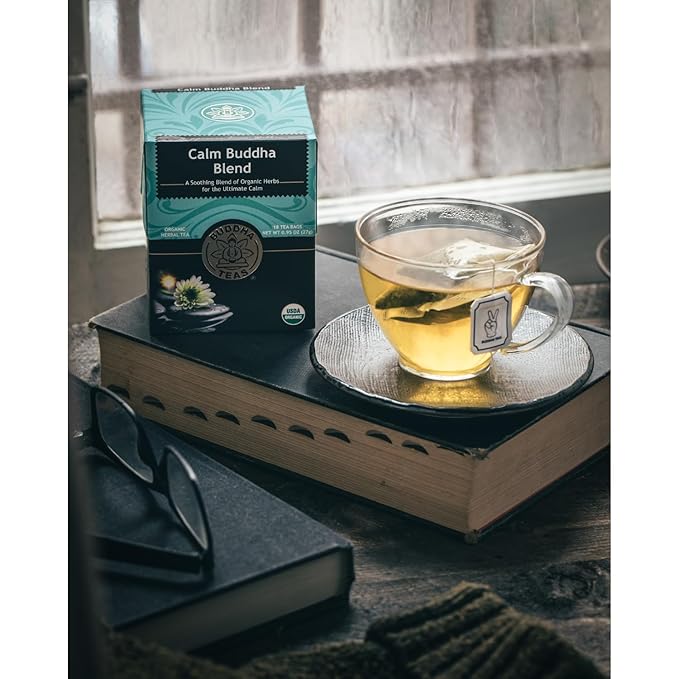 Buddha Teas - Calm Buddha Blend - Organic Herbal Tea - For Health & Wellbeing - Blend of Organic Herbs - Clean Ingredients - Caffeine Free - OU Kosher & Organic - Non-GMO - 18 Bleach-Free Tea Bags - Bloomnest
