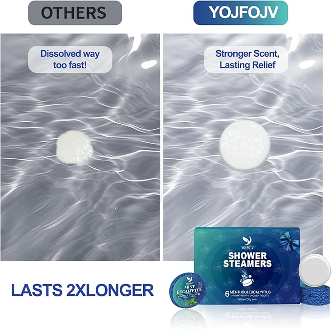 Shower Steamers Aromatherapy, 6 Pack Shower Bombs Organic with Menthol & Eucalyptus Essential Oils, Valentines Day Gifts for Her Mom Wife Him, White Elephant, Home Self-Care SPA Gift - Relaxation