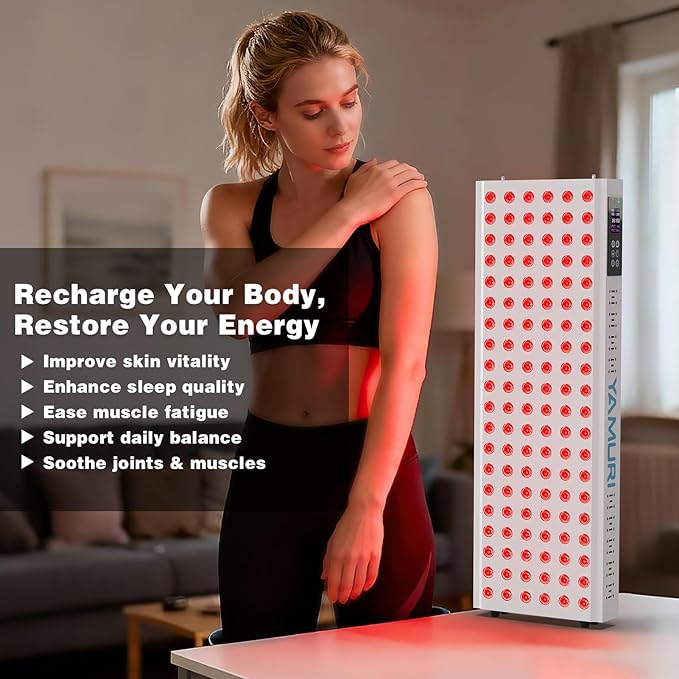 220W Red Light Therapy Panel Lamp for Face & Body - Infrared Red Light Therapy Device, Dual Chip | High Power LED Light Therapy for Skin, Recovery & Relaxation at Home - YA120 YAMURI