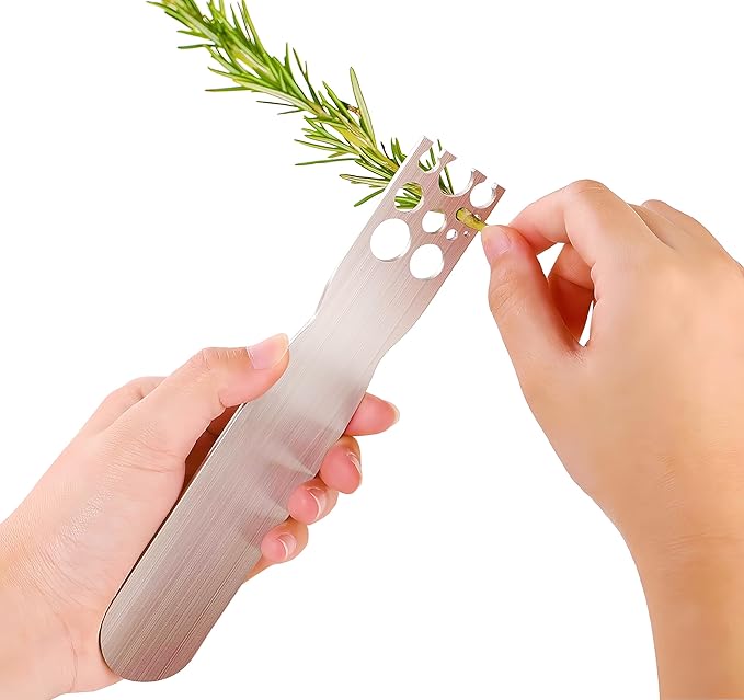 Herb Stripper Stainless Steel Kitchen Herb Leaf Stripping Tool Metal Herb Pealer LooseLeaf Kale Razor for Kale, Chard, Collard Greens, Thyme, Basil, Rosemary - Bloomnest