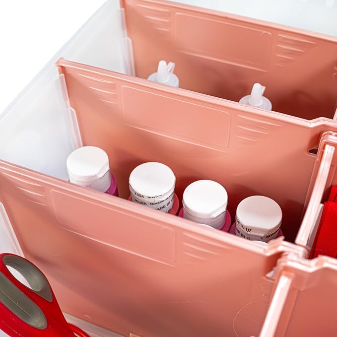 ArtBin 6990RK-AMZ Super Satchel Double Deep Compartment Box - Art Storage with 8 Removable Compartments, Smart Closure for Craft Supplies (Rose Gold - Pack of 3) - Bloomnest