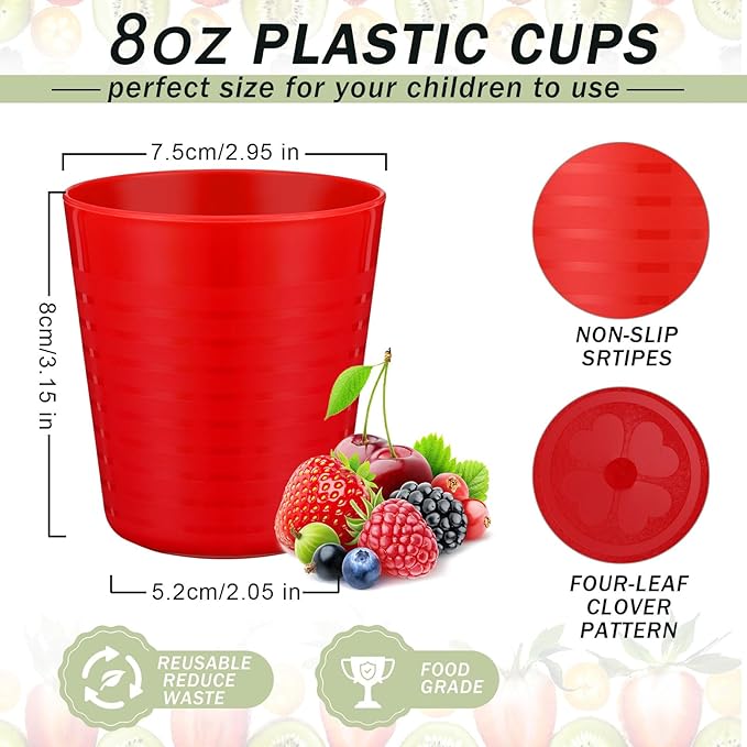 Eccliy 36pcs Kids Cups 8 oz Unbreakable Plastic Stackable Juice Reusable Tumblers Bulk Plastic Drinking Cups for Toddlers Baby Kids, Dishwasher Safe, 6 Colors(Bright Colors) - Bloomnest