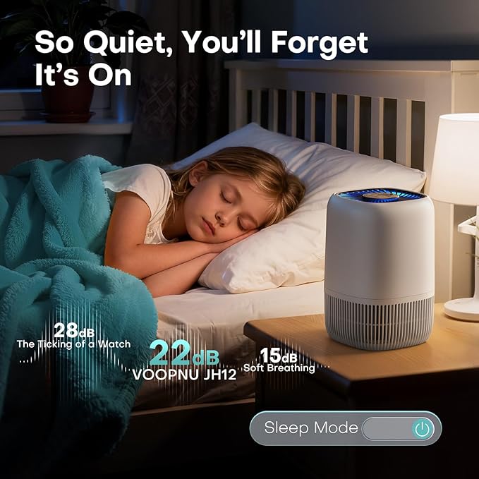 Air Purifiers for Home with H13 True HEPA Filter Up to 1076 Ft² for Pet Hair, Odors, Pollen, Smoke, Compact Air Cleaner with 3 Speeds, Timer, Aroma Quiet 360°Intake Filter, White - Bloomnest