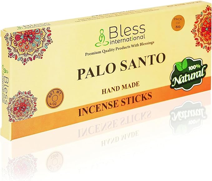 Bless-Palo-Santo 100%-Natural-Handmade-Hand-Dipped-Incense-Sticks Organic-Chemicals-Charcoal-Free Purification-Relaxation-Positivity-Yoga-Meditation Best-Woods-Scent (80 Sticks (4.20 OZ)) BlessInternational
