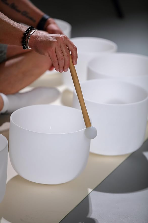 TOPFUND 12" Crystal Singing Bowl Mallet - Silicone Head & Raw Beech Handle | Precision-Crafted for Pure Sound