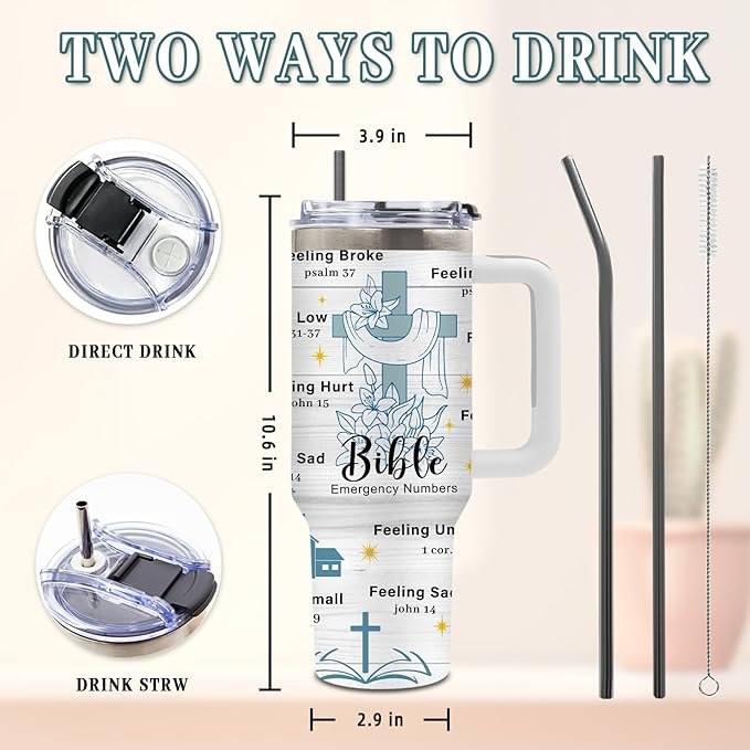 DUUV Christian Gifts for Women, Inspirational Religious Gifts for Mom, Christian Tumblers for Women 40 Oz, Faith Jesus God Bible Verse Gift for Birthday Christmas Thanksgiving, 1PCS - Bloomnest