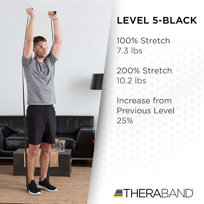 THERABAND Resistance Band, Black, Special Heavy, 50-Yard Roll, Latex Elastic Band for Exercise - Bloomnest