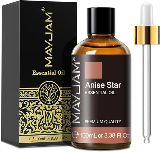Anise Star Essential Oil, MAYJAM Pure Anise Star Oils for Diffusers, 3.38FL.OZ/100ML Star Anise Essential Oil with Premium Glass Dropper, Anise Oil - Bloomnest