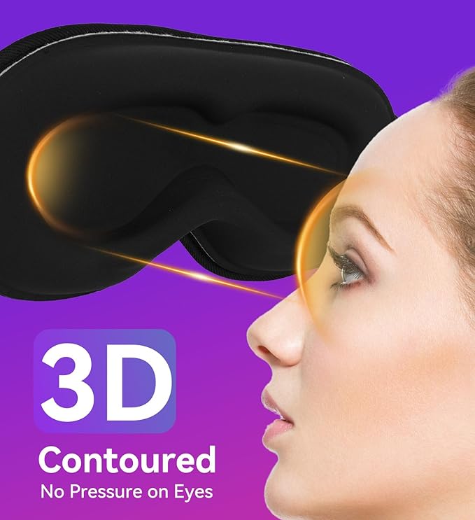 Sleep Eye Mask Bluetooth Headphones - 3D Contoured Zero Pressure Sleeping Masks 100% Blackout Eye Cover Breathable Sleeping Mask for Side Sleepers Wireless Earphone Ear Muff Headband Women Men Gift - Bloomnest