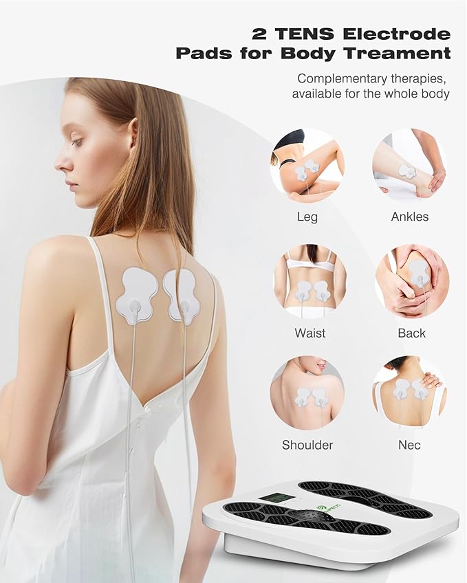 Foot Massager for Neuropathy, Rechargeable EMS TENS Foot Stimulator, Relieve Plantar Fasciitis, Swelling, Cramps– Remote Control, 10 Modes 20 Intensities – Gifts for Women Men Mon Dad - Bloomnest