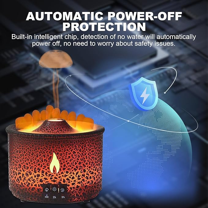 Volcano Humidifier Quiet Flame Diffuser: 300ml Spray Humidifier with 2 Modes Fire Mist Waterless Auto Shut Off Aromatherapy Diffuser with Remote Control for Bedroom Home, Office(Red & Blue) MINGPINHUIUSFeatured