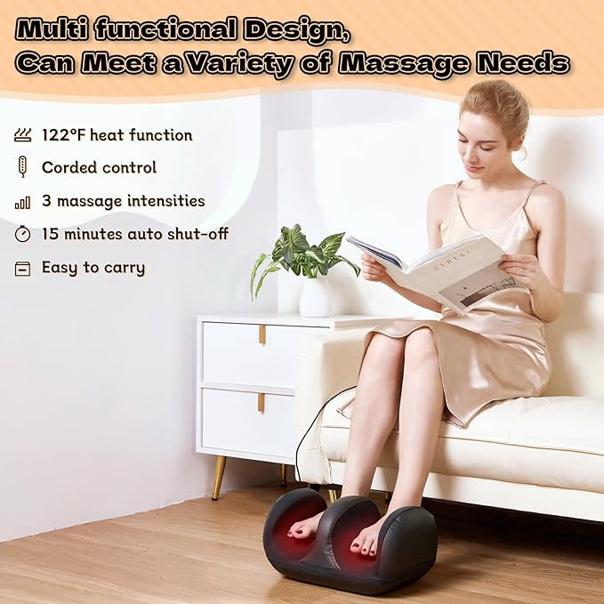 Foot Massager with Heat, Shiatsu Foot Massager, Calf and Foot Massagers, for use at Home and Office, Gift for Wife, Mother - Bloomnest