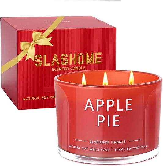 Apple Pie Fall Candle, Large 12oz 3 Wick Luxury Candle, Elegant Autumn Gift for Women & Men, 60+ Hour Burn Time & Non-Toxic, Cozy Fall & Halloween Home Decor - Bloomnest