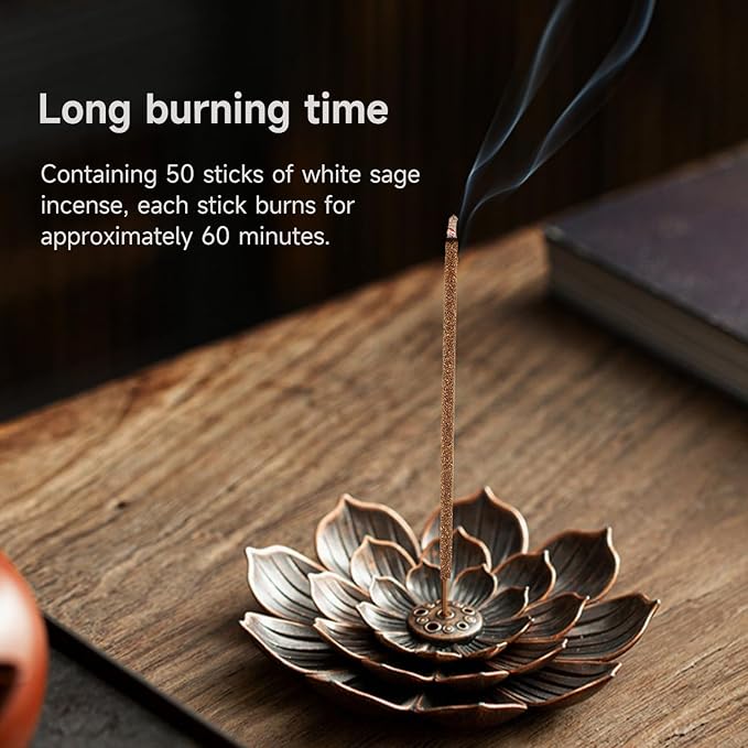 White Sage Incense Sticks (50 Sticks), 100% Natural sustainably harvested White Sage, Suitable for Yoga, Meditation, Relaxation, and Spiritual Purification