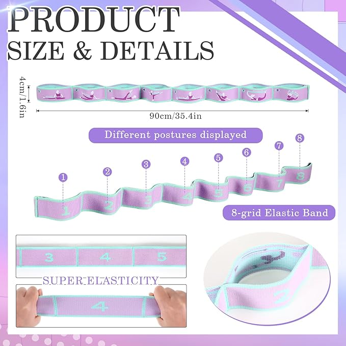 Stretch Strap for Kids Elastic Gymnastics Stretching Ballet Dance Band with 8 Loops Adjustable Exercise Training Resistance Strap for Children Stuff Pilates Latin Yoga Equipment - Bloomnest