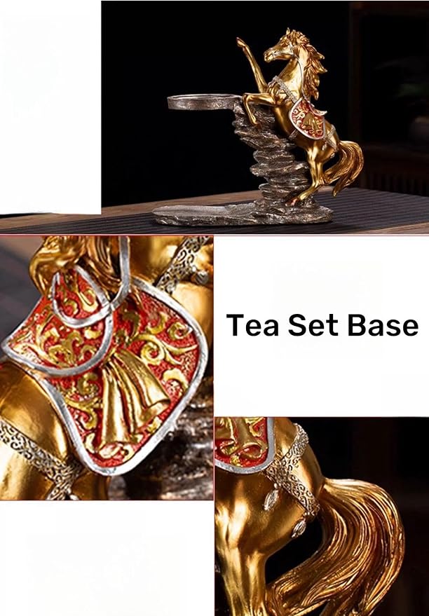 Glass Kungfu Teapot Set Tea maker with Infuser Semi Automatic Tea Set (Golden red horse) - Bloomnest