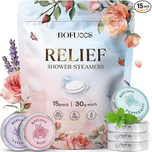 Shower Steamers Aromatherapy, Shower Bombs with Natural Essential Oils, Relax & Self Care Gifts for Women Her Wife Teen Girls Mom, Birthday Valentines Day Gifts -15 Tablets