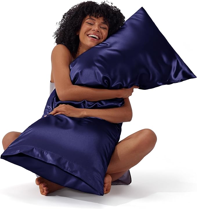 Bedsure Body Pillow Cover 20x54 Inches - Navy Satin Similar to Silk Pillowcase for Hair and Skin, Cooling and Silky Long Body Pillow Pillowcase for Adults with Envelope Closure, Gifts for Women Men - Bloomnest