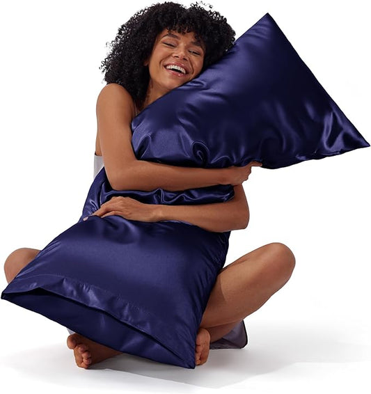 Bedsure Body Pillow Cover 20x54 Inches - Navy Satin Similar to Silk Pillowcase for Hair and Skin, Cooling and Silky Long Body Pillow Pillowcase for Adults with Envelope Closure, Gifts for Women Men - Bloomnest