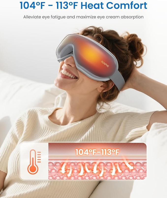 RENPHO Eyeris 1 Eye Massager with Heat, Christmas Birthday Gifts for Women Men Mom Dad Her Him, FSA Eligible HSA Eye Mask for Migraine, Smart Sleep Mask for Dry Eyes Relax, Reduce Strain - Bloomnest
