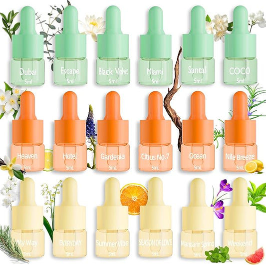 Hotel Fragrance Diffuser Oil | Gift Set | Inspired by Luxury 5-Star Hotels | Aromatherapy Diffuser Oil | Notes of Nile Breeze, My Way, Hotel and More, Total 18 Essential Oils for Home - Bloomnest