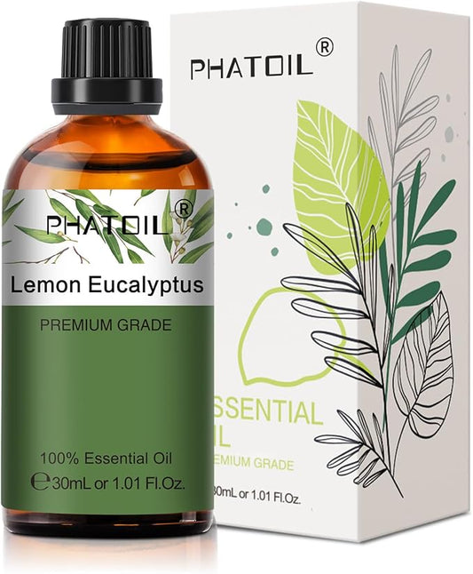 Lemon Eucalyptus 1.01fl.oz Essential Oil, PHATOIL Pure Aromatherapy Oils for Diffuser, Humidifier, Perfect for DIY Soap, Candle, Bath Bombs Making(30ml) - Bloomnest